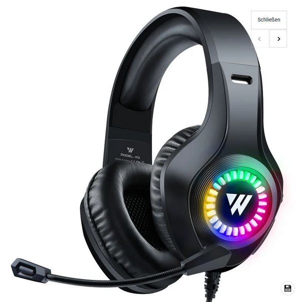 3D Stereo Sound Gaming Kopfhörer mit Mikrofon Wintory M3 schwarz
